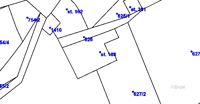 Parcela st. 163 v KÚ Vrátkov, Katastrální mapa