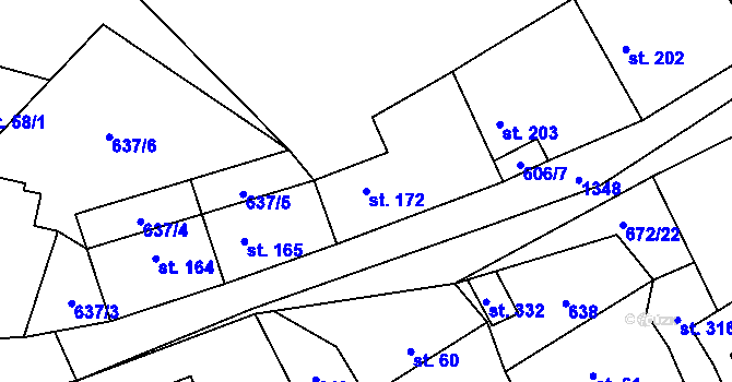 Parcela st. 172 v KÚ Vrátkov, Katastrální mapa