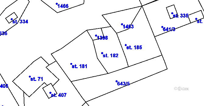 Parcela st. 182 v KÚ Vrátkov, Katastrální mapa