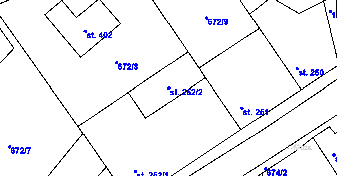 Parcela st. 252/2 v KÚ Vrátkov, Katastrální mapa