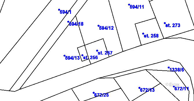 Parcela st. 257 v KÚ Vrátkov, Katastrální mapa