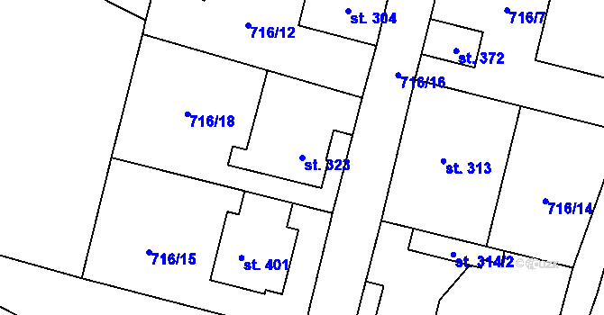 Parcela st. 323 v KÚ Vrátkov, Katastrální mapa