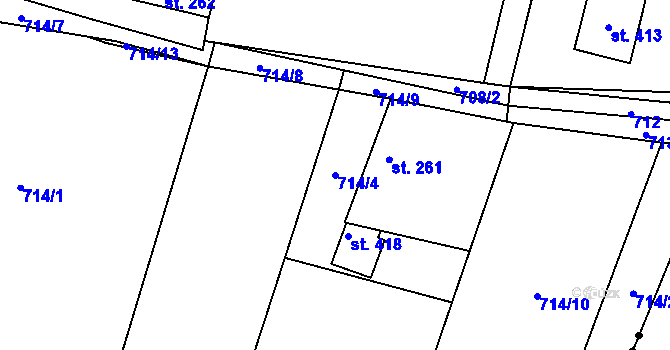 Parcela st. 714/4 v KÚ Vrátkov, Katastrální mapa