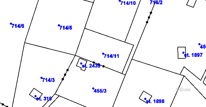 Parcela st. 714/11 v KÚ Vrátkov, Katastrální mapa