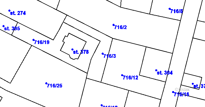 Parcela st. 716/3 v KÚ Vrátkov, Katastrální mapa