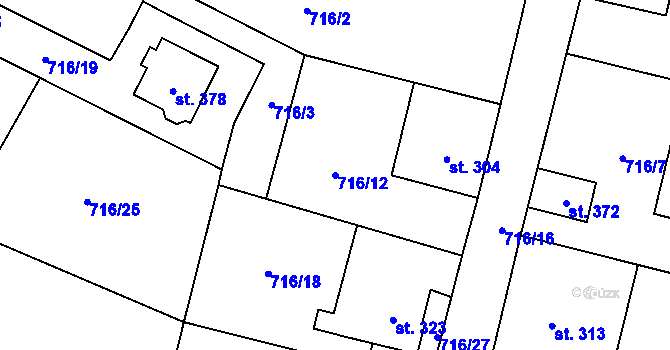 Parcela st. 716/12 v KÚ Vrátkov, Katastrální mapa