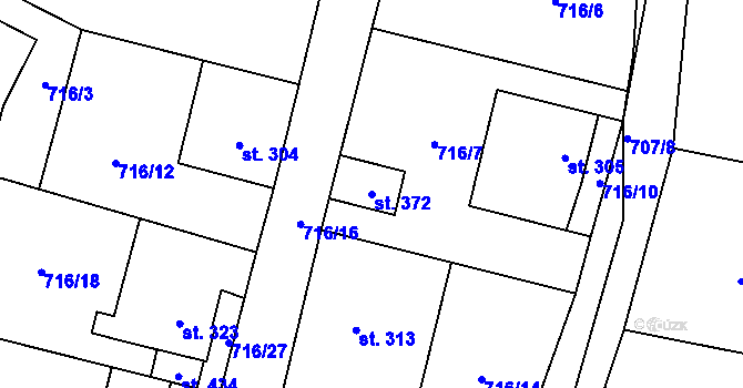 Parcela st. 372 v KÚ Vrátkov, Katastrální mapa