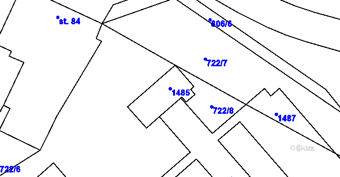 Parcela st. 1485 v KÚ Vrátkov, Katastrální mapa