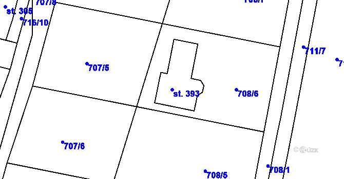 Parcela st. 393 v KÚ Vrátkov, Katastrální mapa