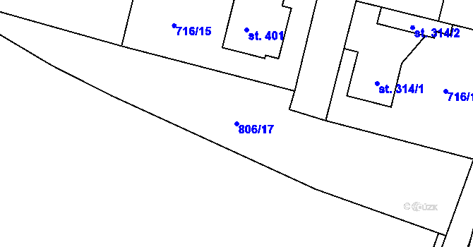 Parcela st. 806/17 v KÚ Vrátkov, Katastrální mapa