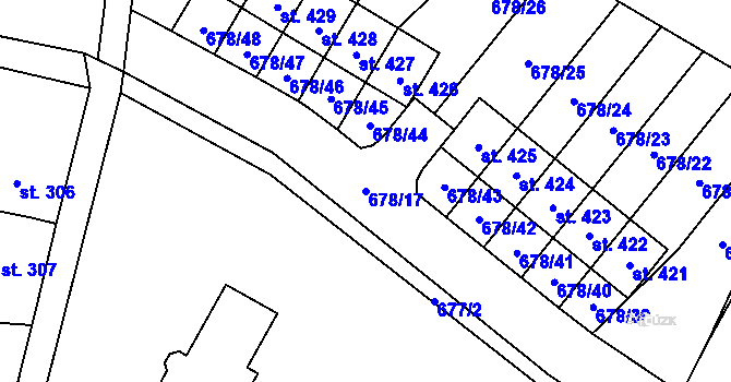 Parcela st. 678/17 v KÚ Vrátkov, Katastrální mapa