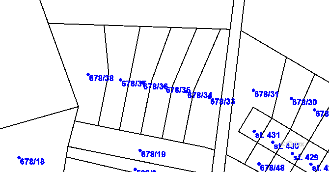 Parcela st. 678/35 v KÚ Vrátkov, Katastrální mapa