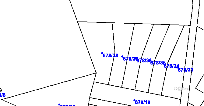 Parcela st. 678/38 v KÚ Vrátkov, Katastrální mapa
