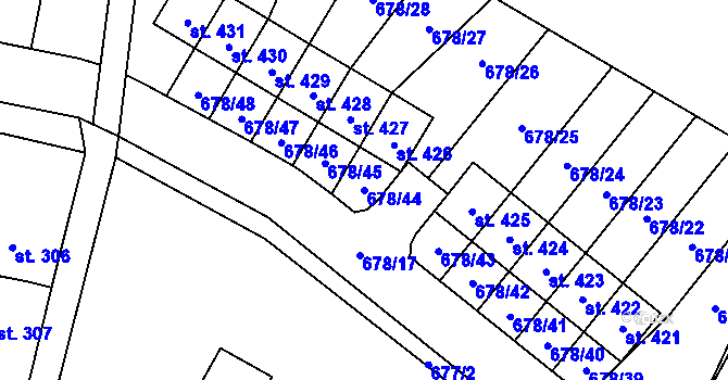 Parcela st. 678/44 v KÚ Vrátkov, Katastrální mapa