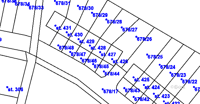 Parcela st. 427 v KÚ Vrátkov, Katastrální mapa