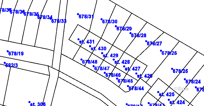 Parcela st. 429 v KÚ Vrátkov, Katastrální mapa