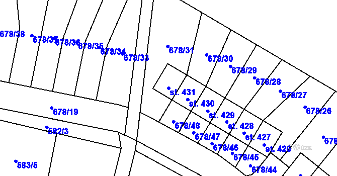 Parcela st. 431 v KÚ Vrátkov, Katastrální mapa