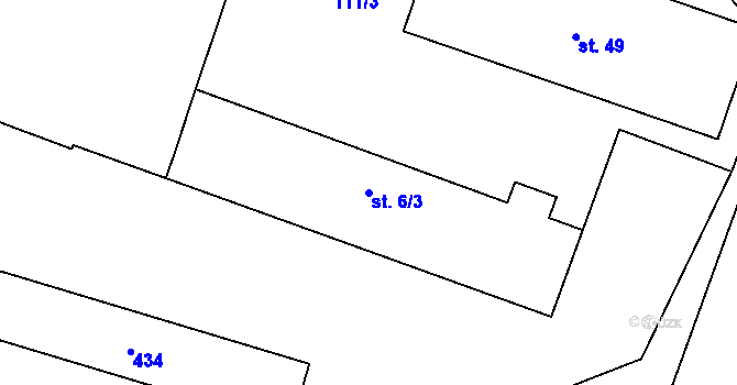 Parcela st. 6/3 v KÚ Tisov, Katastrální mapa