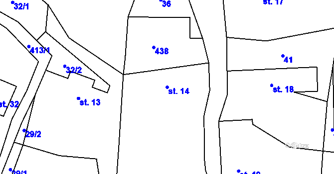 Parcela st. 14 v KÚ Tisov, Katastrální mapa