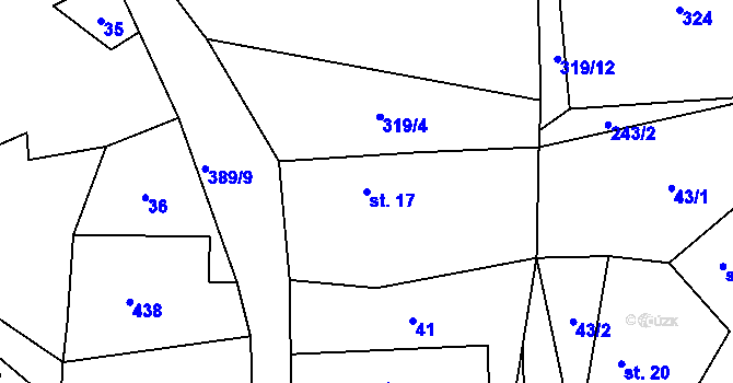 Parcela st. 17 v KÚ Tisov, Katastrální mapa
