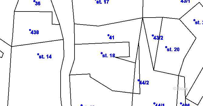 Parcela st. 18 v KÚ Tisov, Katastrální mapa