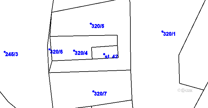 Parcela st. 42 v KÚ Tisov, Katastrální mapa