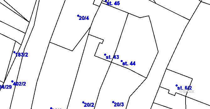 Parcela st. 43 v KÚ Tisov, Katastrální mapa
