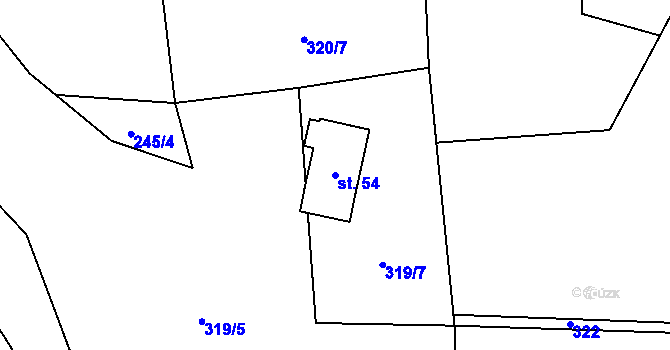 Parcela st. 54 v KÚ Tisov, Katastrální mapa