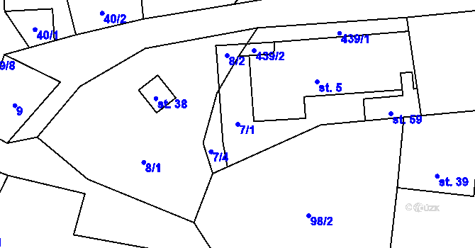 Parcela st. 7/1 v KÚ Tisov, Katastrální mapa