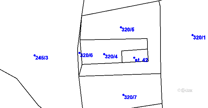 Parcela st. 320/4 v KÚ Tisov, Katastrální mapa