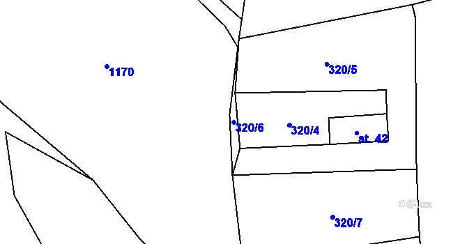Parcela st. 320/6 v KÚ Tisov, Katastrální mapa