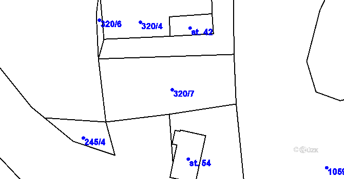 Parcela st. 320/7 v KÚ Tisov, Katastrální mapa