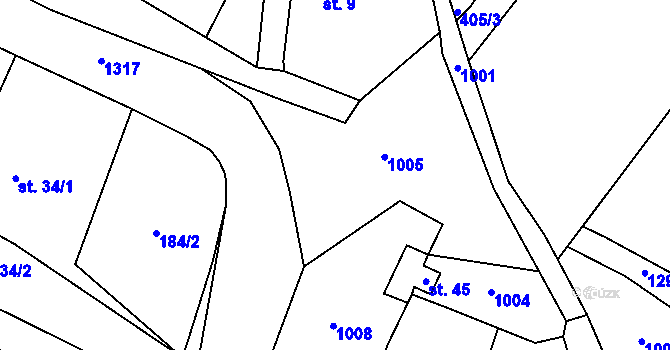 Parcela st. 402/1 v KÚ Tisov, Katastrální mapa