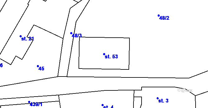Parcela st. 53 v KÚ Tisov, Katastrální mapa