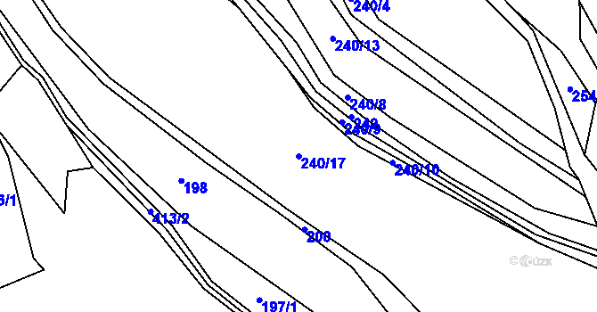 Parcela st. 240/17 v KÚ Tisov, Katastrální mapa