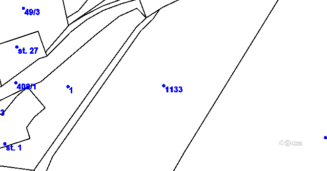 Parcela st. 1133 v KÚ Tisov, Katastrální mapa