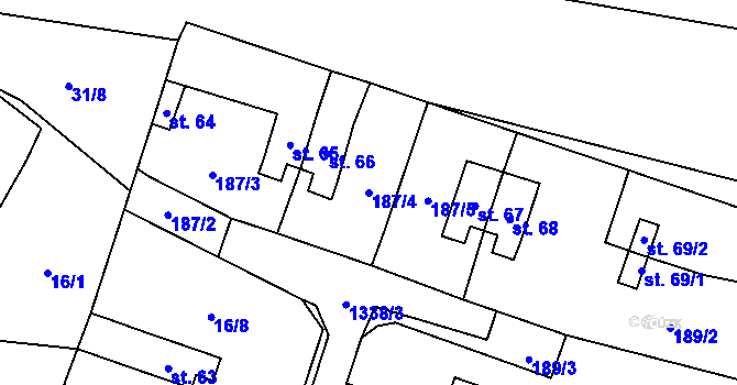 Parcela st. 187/4 v KÚ Jemnice u Tisové, Katastrální mapa
