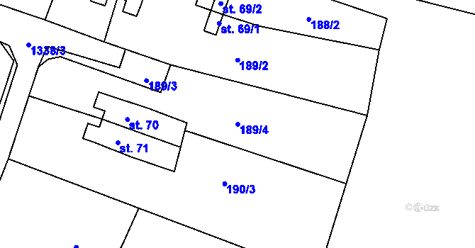 Parcela st. 189/4 v KÚ Jemnice u Tisové, Katastrální mapa