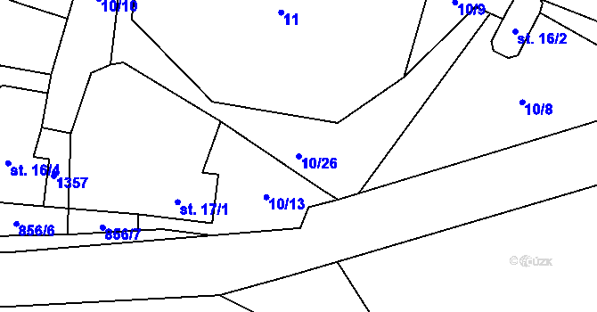 Parcela st. 10/26 v KÚ Jemnice u Tisové, Katastrální mapa
