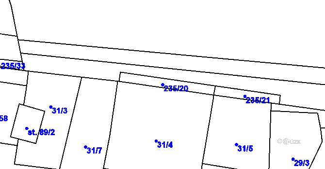 Parcela st. 235/20 v KÚ Jemnice u Tisové, Katastrální mapa