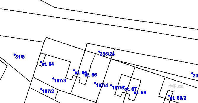 Parcela st. 235/24 v KÚ Jemnice u Tisové, Katastrální mapa