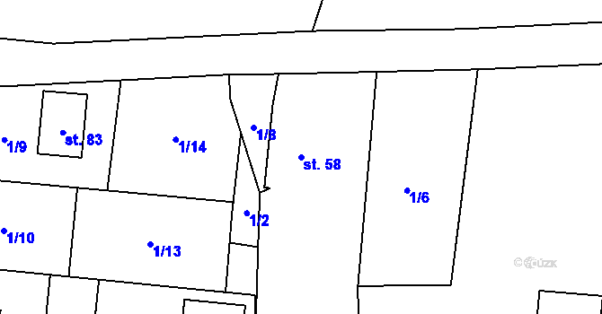 Parcela st. 58 v KÚ Jemnice u Tisové, Katastrální mapa