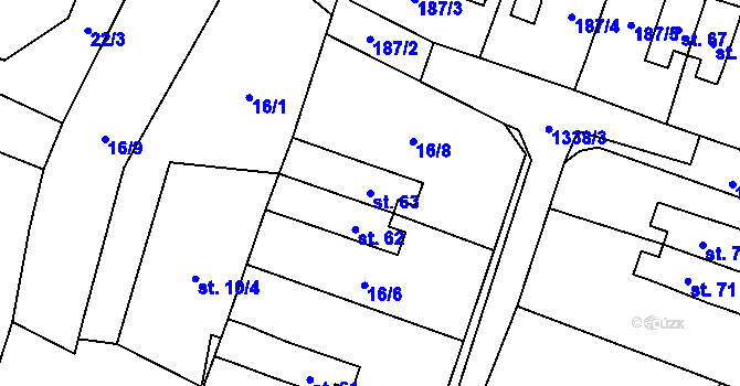Parcela st. 63 v KÚ Jemnice u Tisové, Katastrální mapa