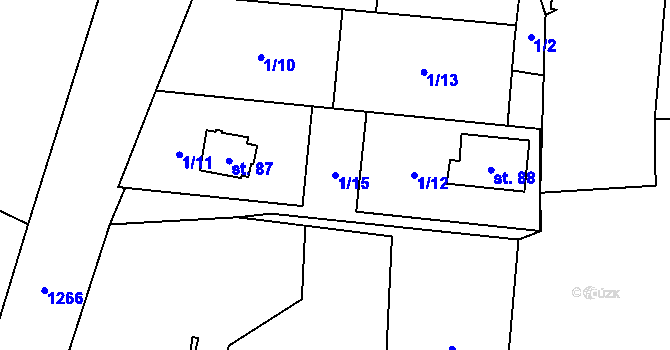 Parcela st. 1/15 v KÚ Jemnice u Tisové, Katastrální mapa