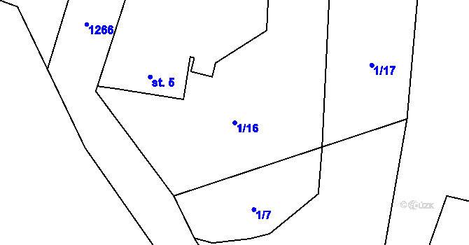 Parcela st. 1/16 v KÚ Jemnice u Tisové, Katastrální mapa