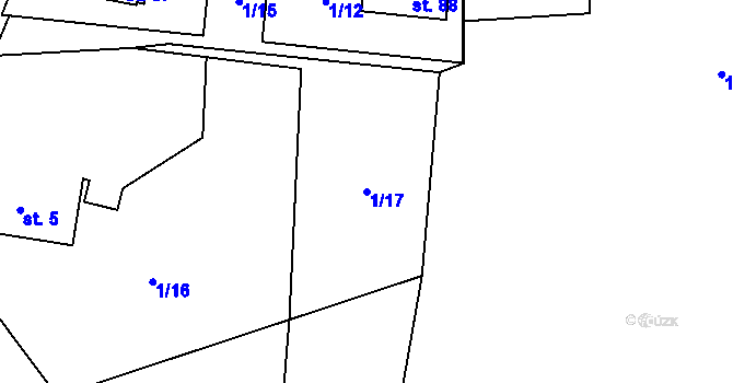 Parcela st. 1/17 v KÚ Jemnice u Tisové, Katastrální mapa