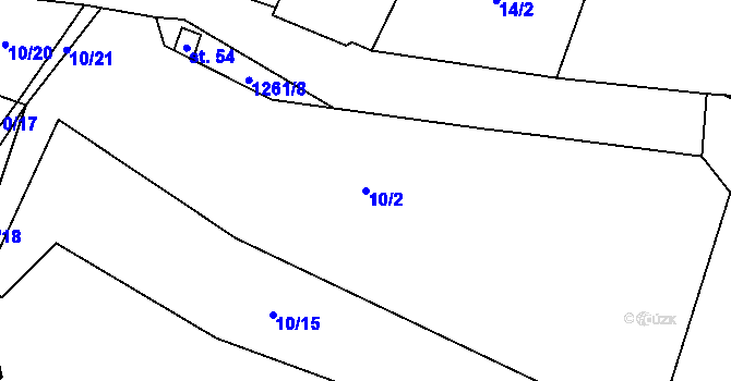 Parcela st. 10/2 v KÚ Jemnice u Tisové, Katastrální mapa