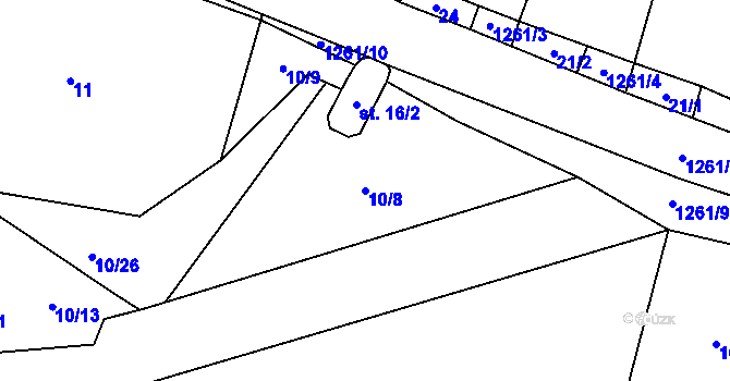 Parcela st. 10/8 v KÚ Jemnice u Tisové, Katastrální mapa