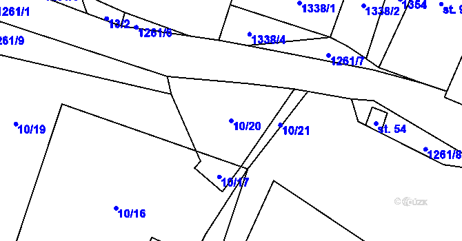 Parcela st. 10/20 v KÚ Jemnice u Tisové, Katastrální mapa
