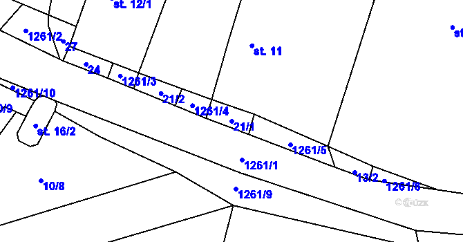 Parcela st. 21/1 v KÚ Jemnice u Tisové, Katastrální mapa